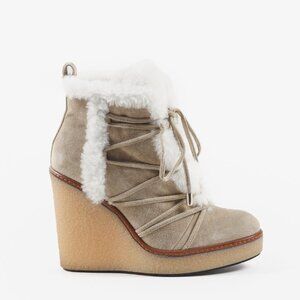 Moncler Tan and Cream Ankle Boots